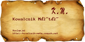 Kovalcsik Máté névjegykártya